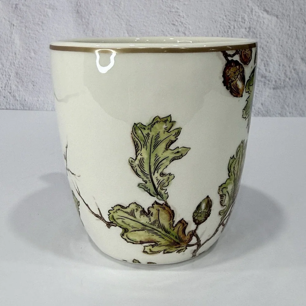 Pier 1 Imports Earthenware Coffee Mug Cup Autumn Oak Fall Thanksgiving Turkey